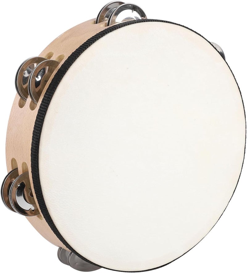 BGMUSER 8 Inch Goatskin Tambourine With Beech Drumshell 6 Pairs of Metal Jingles Hand Held Drum for Adults Dance Church Games KTV Party - Image 3